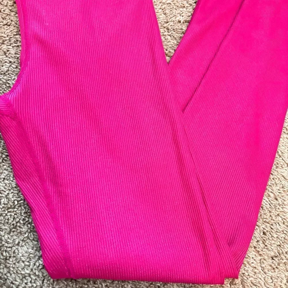 Carbon 38 Hot Pink Ribbed Sparkle Leggings Size: S